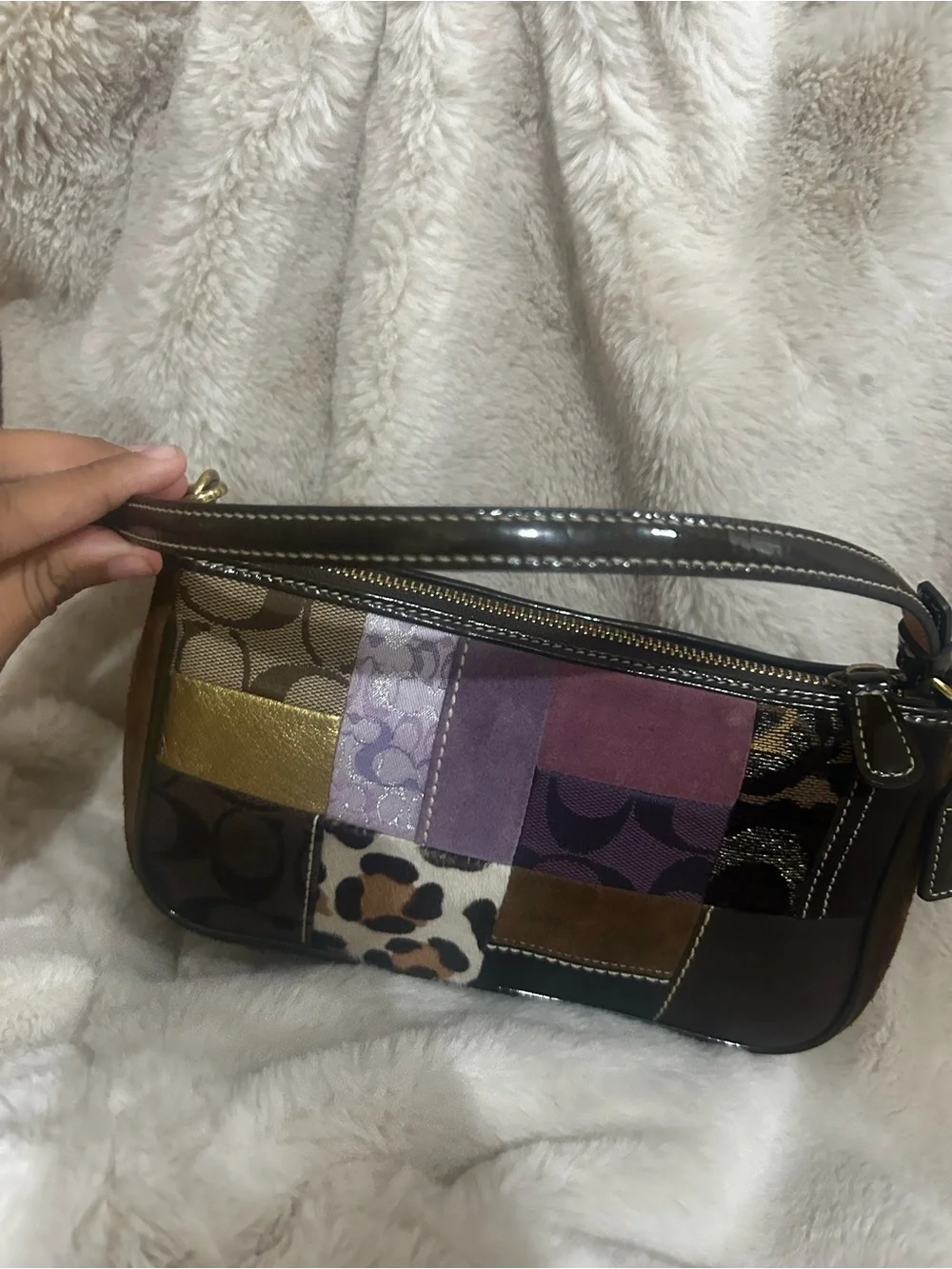 Coach Y2K Purple Patchwork Demi ShoulderBag 7071